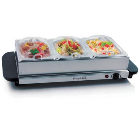 Buffet Server And Food Warmer With 3 Removable Sectional Trays Heated