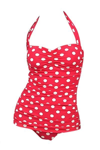 Polka Dot Red One Piece Swimwear One Piece Swimwear Swimwear Fashion