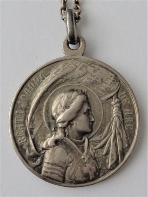Rare Old Religious Medal St Joan Of Arc With Chain Etsy