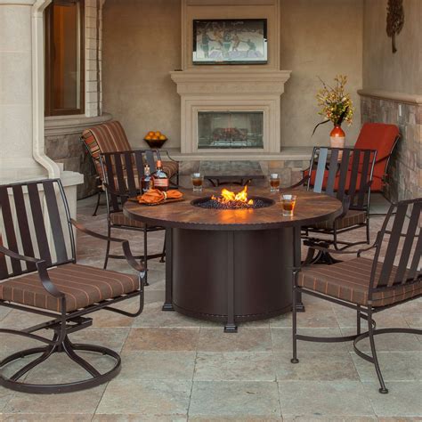 Ow Lee Laredo Fire Pit Patio Dining Set Collection Seats 4