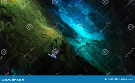 Colorful Borra Caves In The Araku Valley Formed Naturally Stock Photo