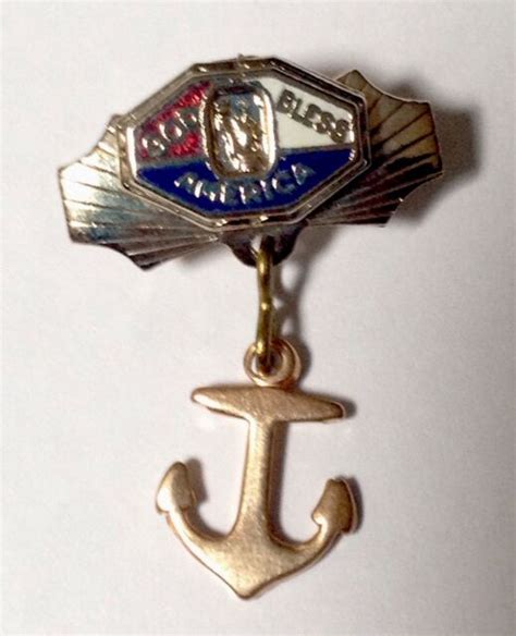 Vintage Wwii Enamel Sweetheart Lapel Pin Us Navy Anchor Patriotic