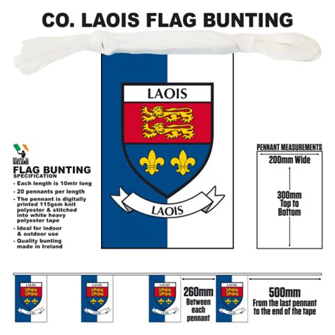 Laois County Flag Rectangular Pennant Bunting Quality Irish Made Bunting