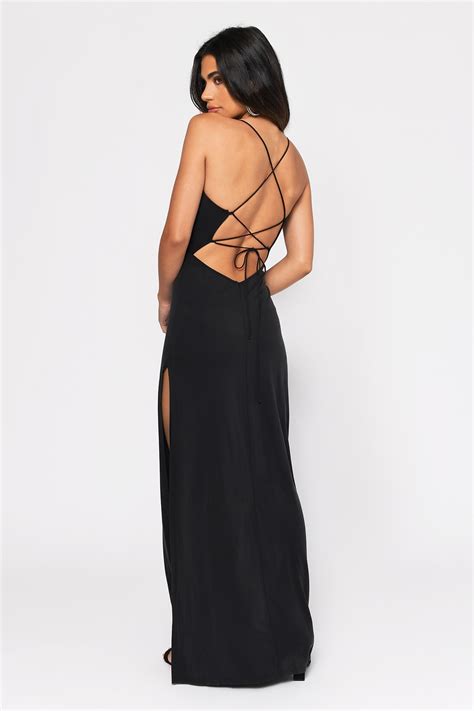 Sexy Black Dress Strappy Back Plunging Neckline