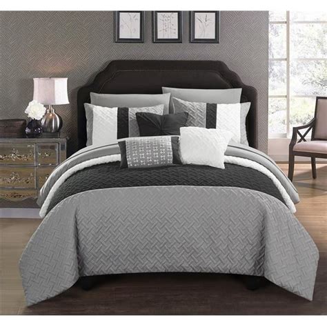 chic home bcs10032 us twin size lior comforter set color block quilted embroidered design bed