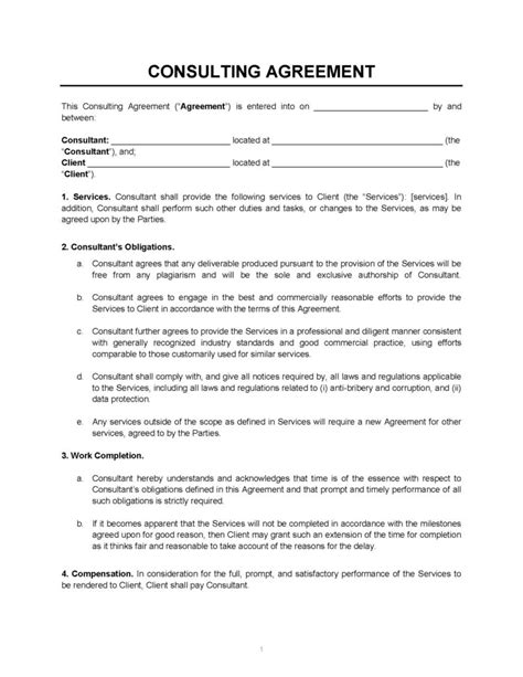 Free Consulting Agreement Template Pdf And Word