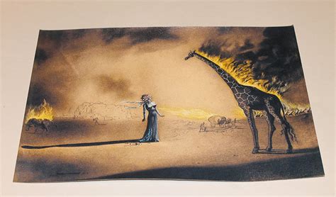 Salvador Dali Burning Giraffe Reproduction Of Painting 16x12 Etsy