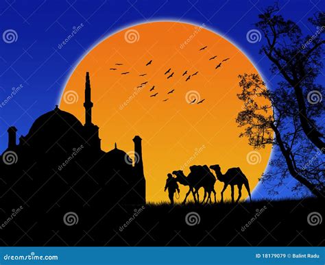 An Islamic Sunset Background Stock Vector Illustration Of Adventure