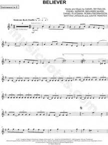Imagine Dragons Believer Eb Instrument Sheet Music Alto Or