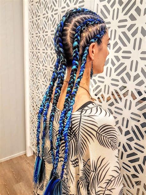 Expression and other crochet braids; Blue Cornrows | Festival hair braids, Hair styles ...