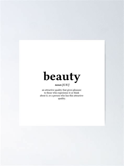 Beauty Word Definition Center Black Text Poster For Sale By
