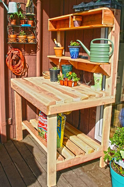 Garden Potting Bench Locally Handcrafted Out Of Redwood Starting At