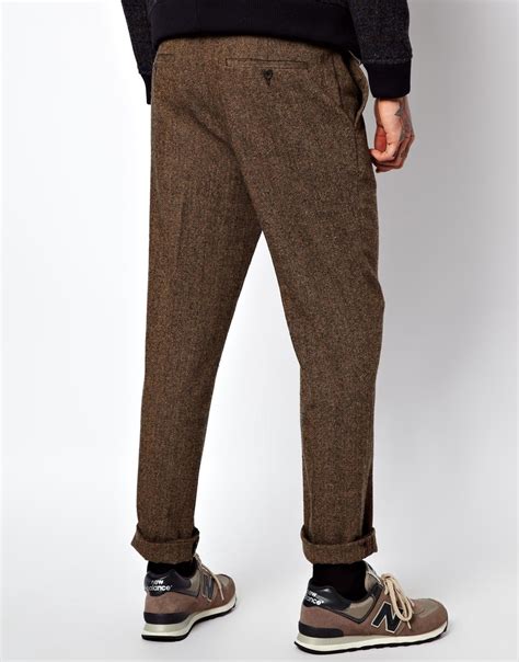 Lyst Asos Slim Fit Smart Trousers In Wool Mix In Brown For Men