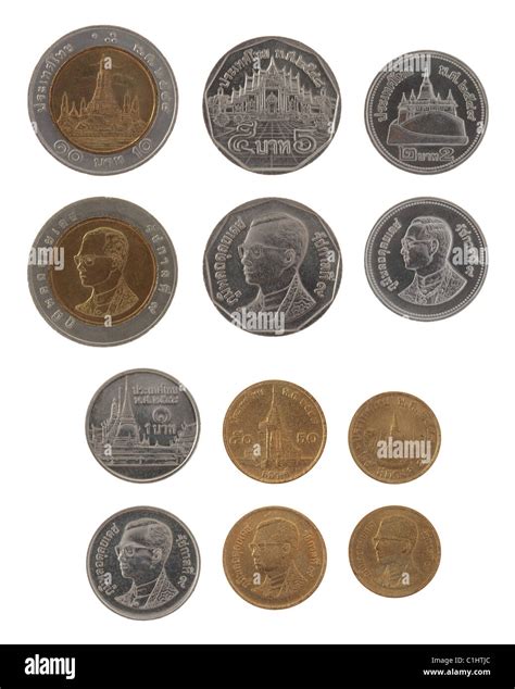 Set Of Thai Baht Coins Isolated On White Stock Photo Alamy