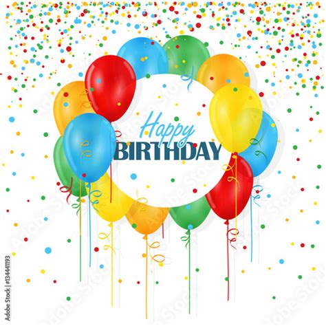 Happy Birthday Card With Balloons And Streamers Stock Image And