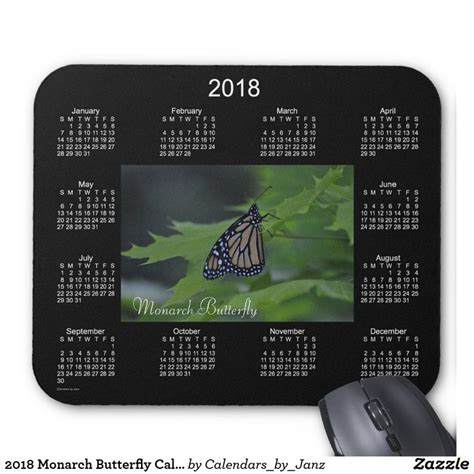2018 Monarch Butterfly Calendar By Janz Mouse Pad