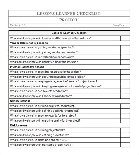Lessons Learned Template 6 Download Free Documents In Pdf Word Excel