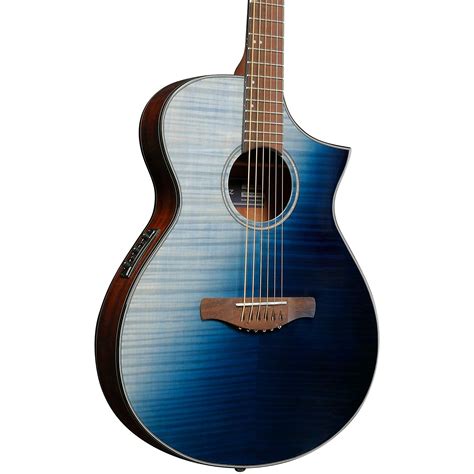 Ibanez Aewc32fm Thinline Acoustic Electric Guitar Indigo Sunset Fade