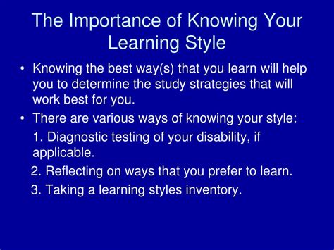 Ppt The Importance Of Knowing Your Learning Style Powerpoint