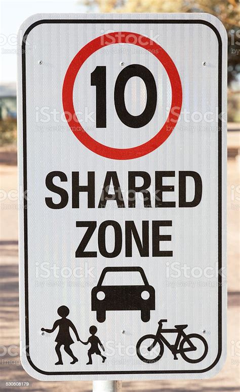 Safety Sign For Shared Zone Stock Photo Download Image Now