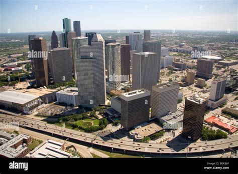 Aerial View Of Downtown Houston Texas Stock Photo Alamy