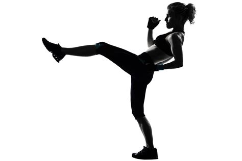 Kickboxing Womens Boxing Silhouette Woman Aerobics Png Download