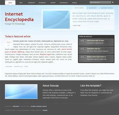 Free Internet Encyclopedia Website Template Free Website Templates