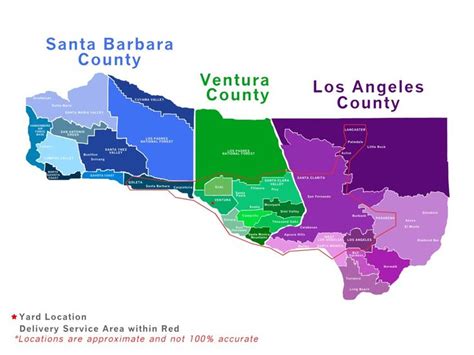A Map Of Santa Barbara County In The State Of Los Angeles California