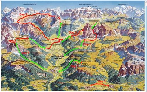 Dolomites Hiking Overview Trail Maps Panoramic Map Europe Trip Planning
