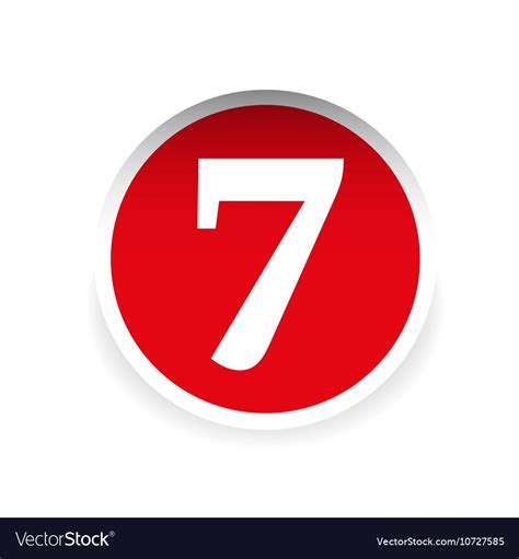 Number Seven Red Label Royalty Free Vector Image