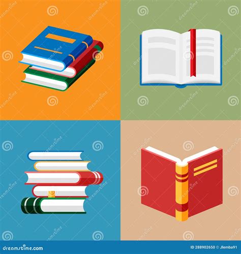 Set Of Book Icons In Flat Style Isolated Stock Illustration