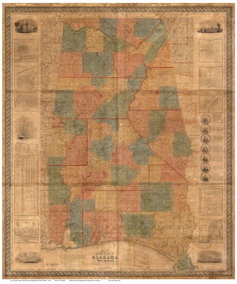 Alabama 1838 Latourette Old State Map Reprint Old Maps