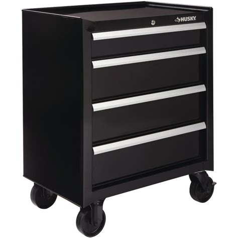 Husky 26 In W 4 Drawer Rolling Cabinet Tool Chest In Gloss Black
