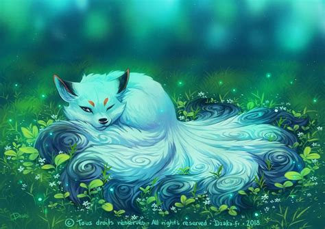 White Kitsune By O0dzaka0o On Deviantart Cute Fantasy Creatures