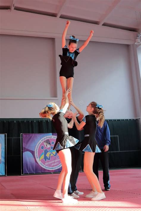 Young Cheerleaders Perform At The City Cheerleading Championship Editorial Stock Image Image
