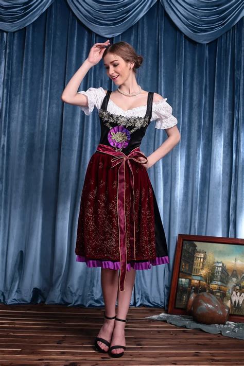 women german oktoberfest bavarian dirndl beer girl cosplay fancy dresses alpine costume in