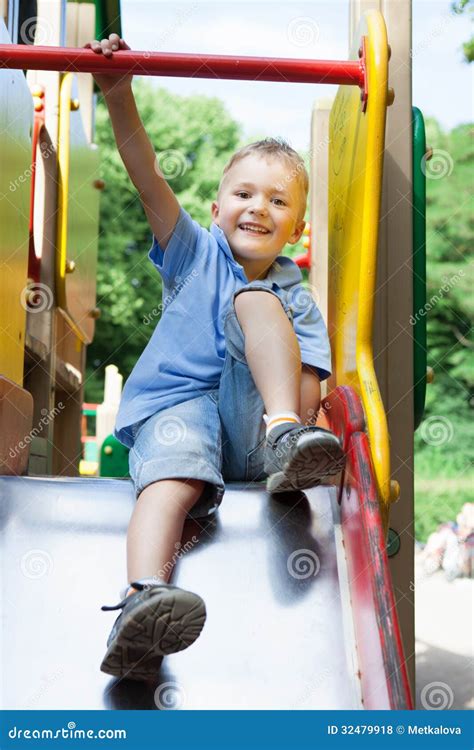 Little Boy Playing On A Playground Stock Photo Image Of Outdoor