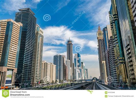 Dubai Cityscape Seen From Metro Uae Stock Photo Image Of East