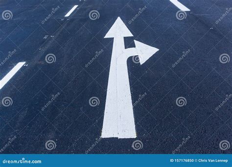 Road Markings White Arrow Sign Direction Stock Photo Image Of Sign