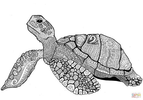 Zentangle Turtle coloring page | Free Printable Coloring Pages