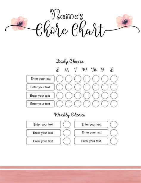 Free Chore Chart Template 101 Different Designs