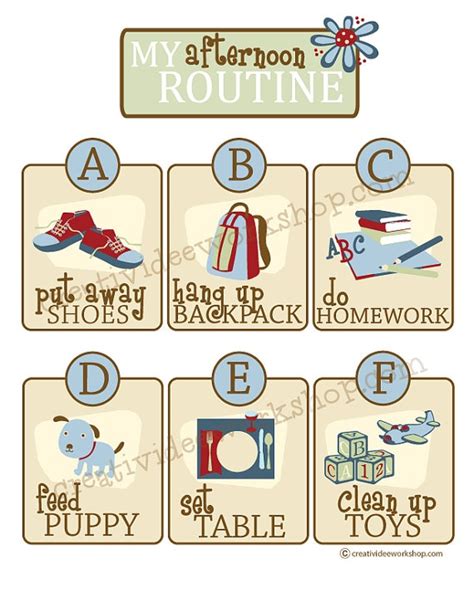 Printable Childrens Afternoon Routine Chart Toddler Etsy Bedtime