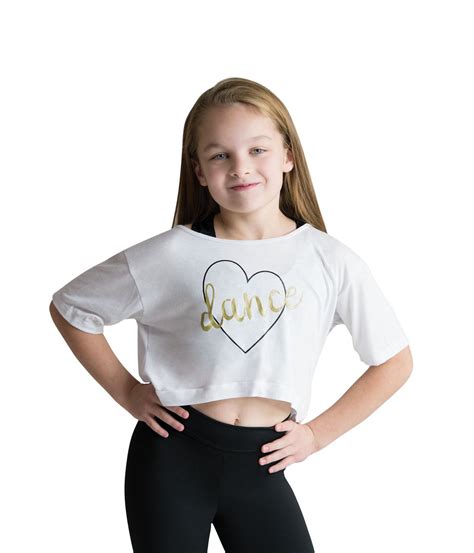Kids Dance Heart Drape Crop Top By Motionwear In White 4431 Dance
