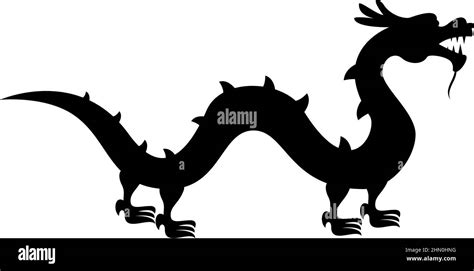 Chinese Dragon Icon Black Color Vector Illustration Image Flat Style