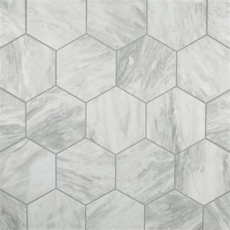 Merola Tile Classico Bardiglio Hex Light 7 In X 8 In Porcelain Floor