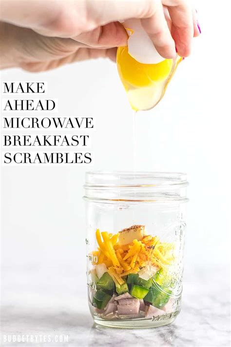 3 healthy breakfast recipes that can be made in the comfort of your own home with the convenience of your microwave. Make Ahead Microwave Breakfast Scrambles - Budget Bytes ...
