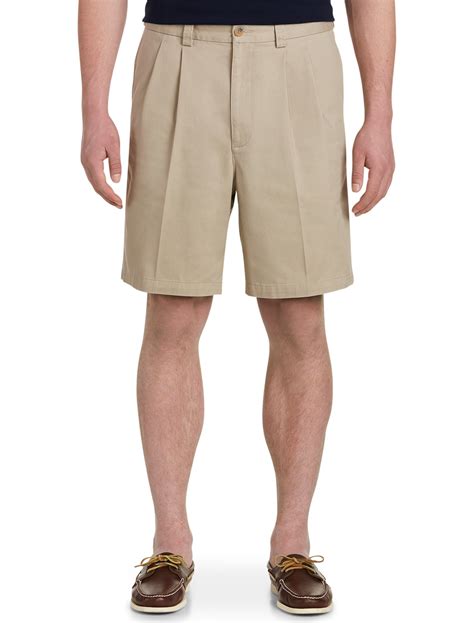 Harbor Bay By Dxl Big And Tall Mens Waist Relaxer Pleated Shorts Khaki 44w Regular