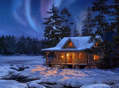 Free Download Hd A Small Cottage In The Snowy Woods Wallpaper Download