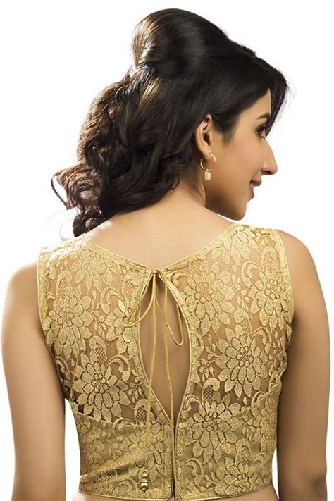 ·100% editable and easy to modify. Gold lace blouse self embossed designer wear with trendy ...