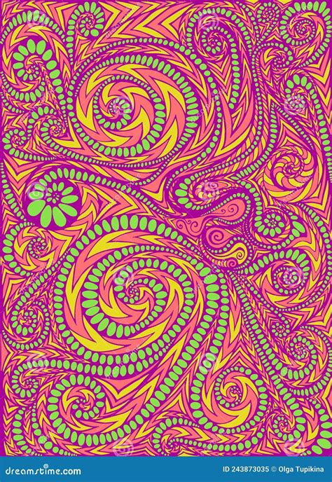Juicy Summer Psychedelic Dizzy Colorful Background Fantastic Art With